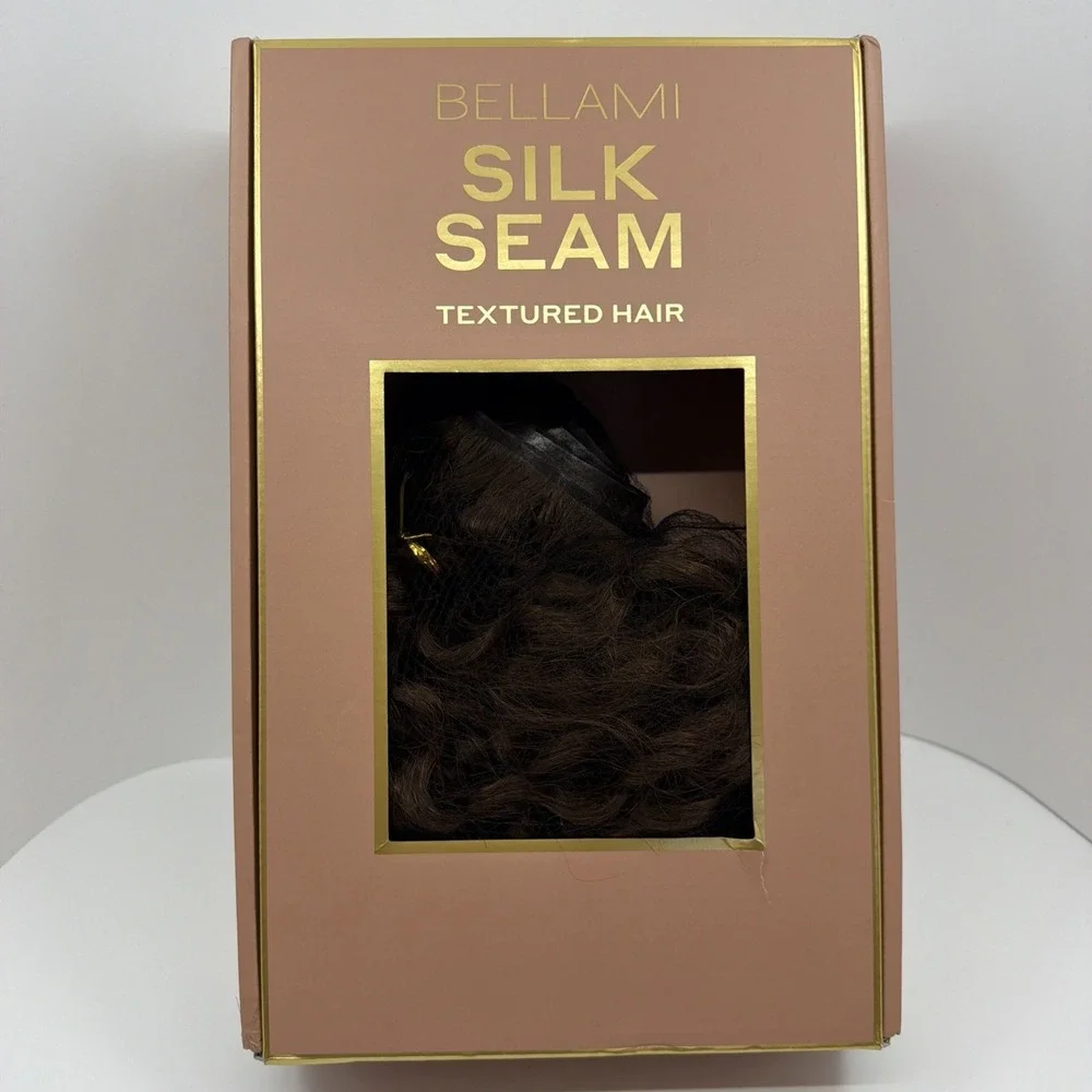 BELLAMI Silk Seam Textured Clip Ins Chocolate Brown #4 3A Curl Pattern 20